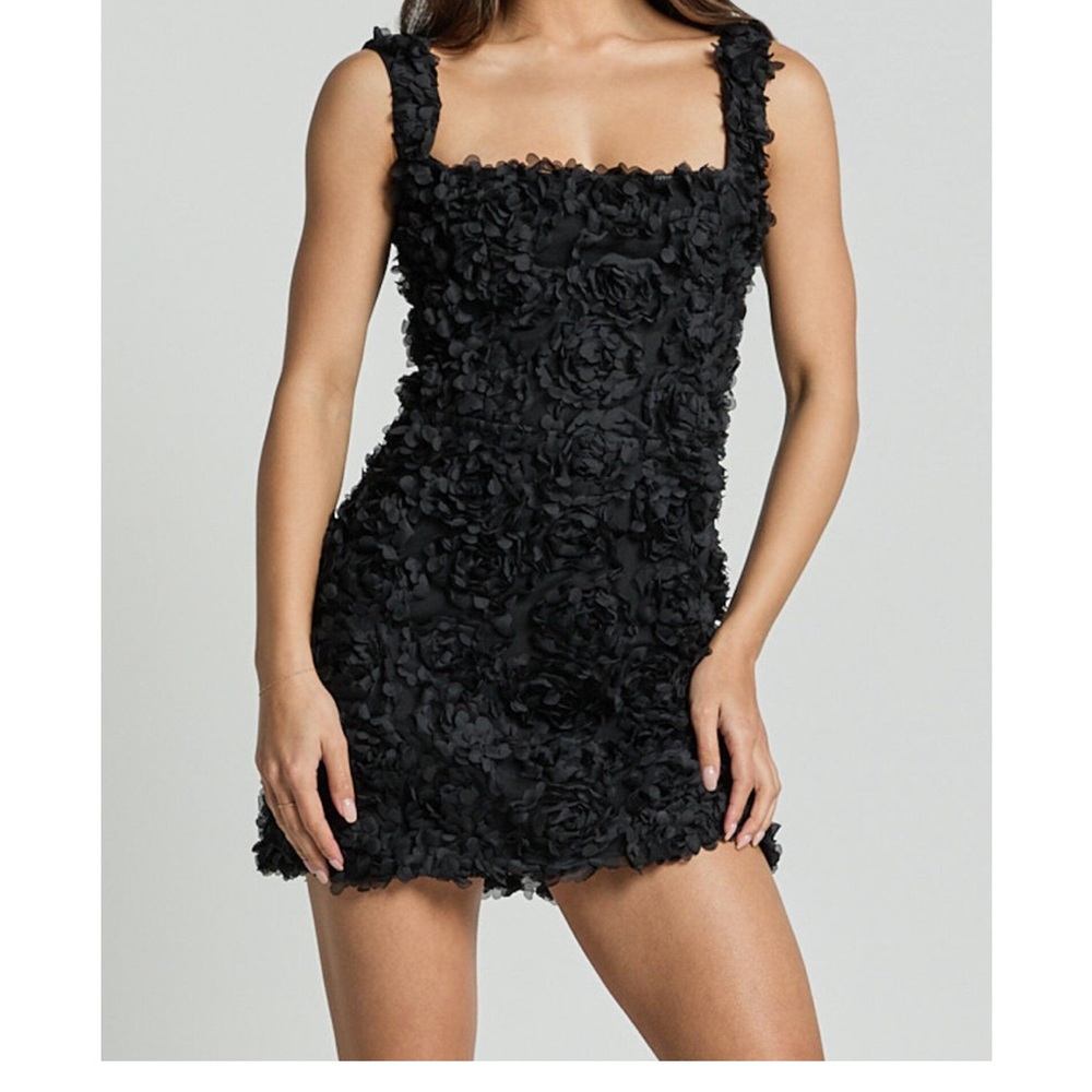 Elegant Black Floral Textured Dress